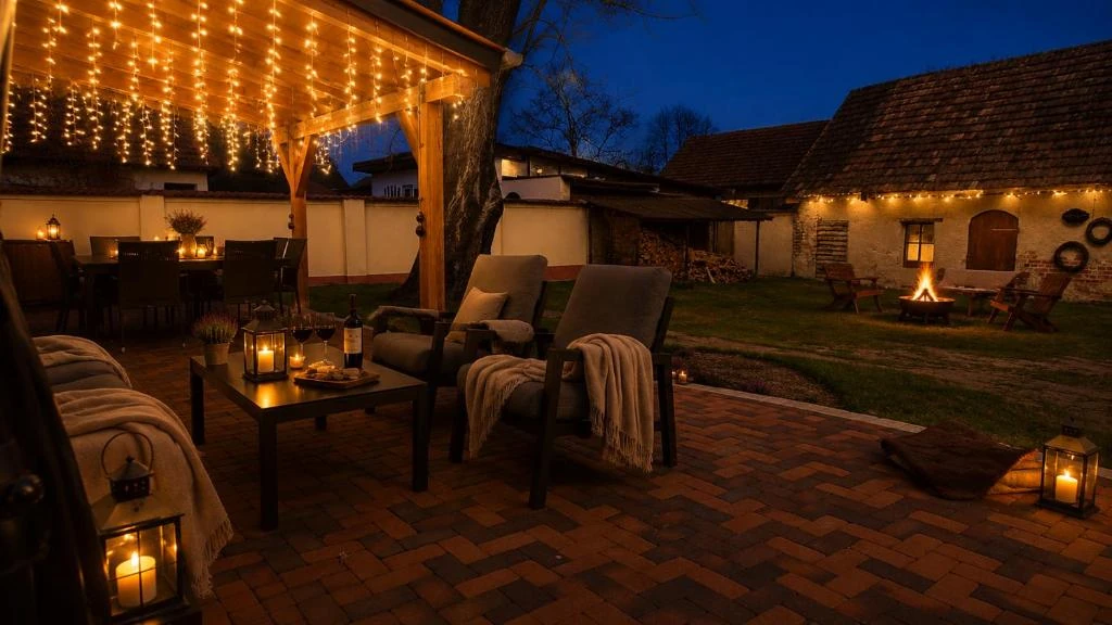 Außenbereich am Abend · Ferienhaus Alte Provinz