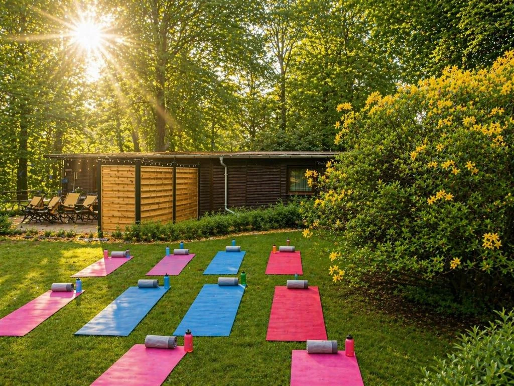 Garten mit Yoga · Ferienhaus Bucheneck