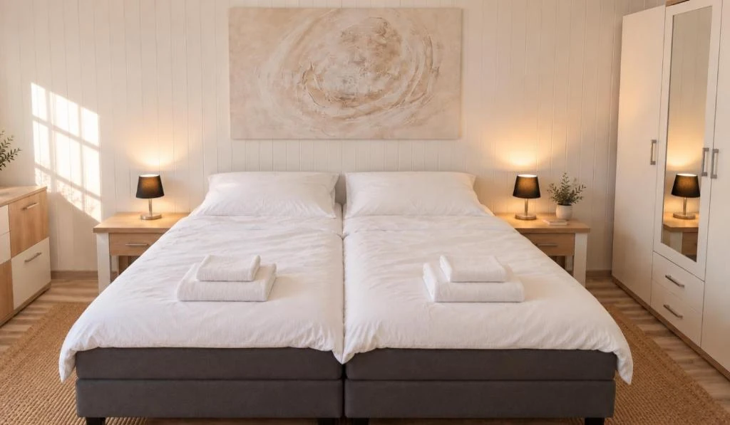 Schlafzimmer 1 – weitere Perspektive · Der grüne Fürst · Ferienwohnung 1