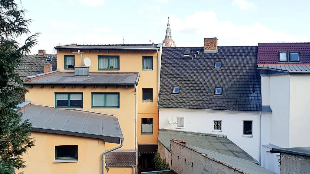 Blick auf die Nachbarschaft · Der grüne Fürst · Ferienwohnung Hinterhaus